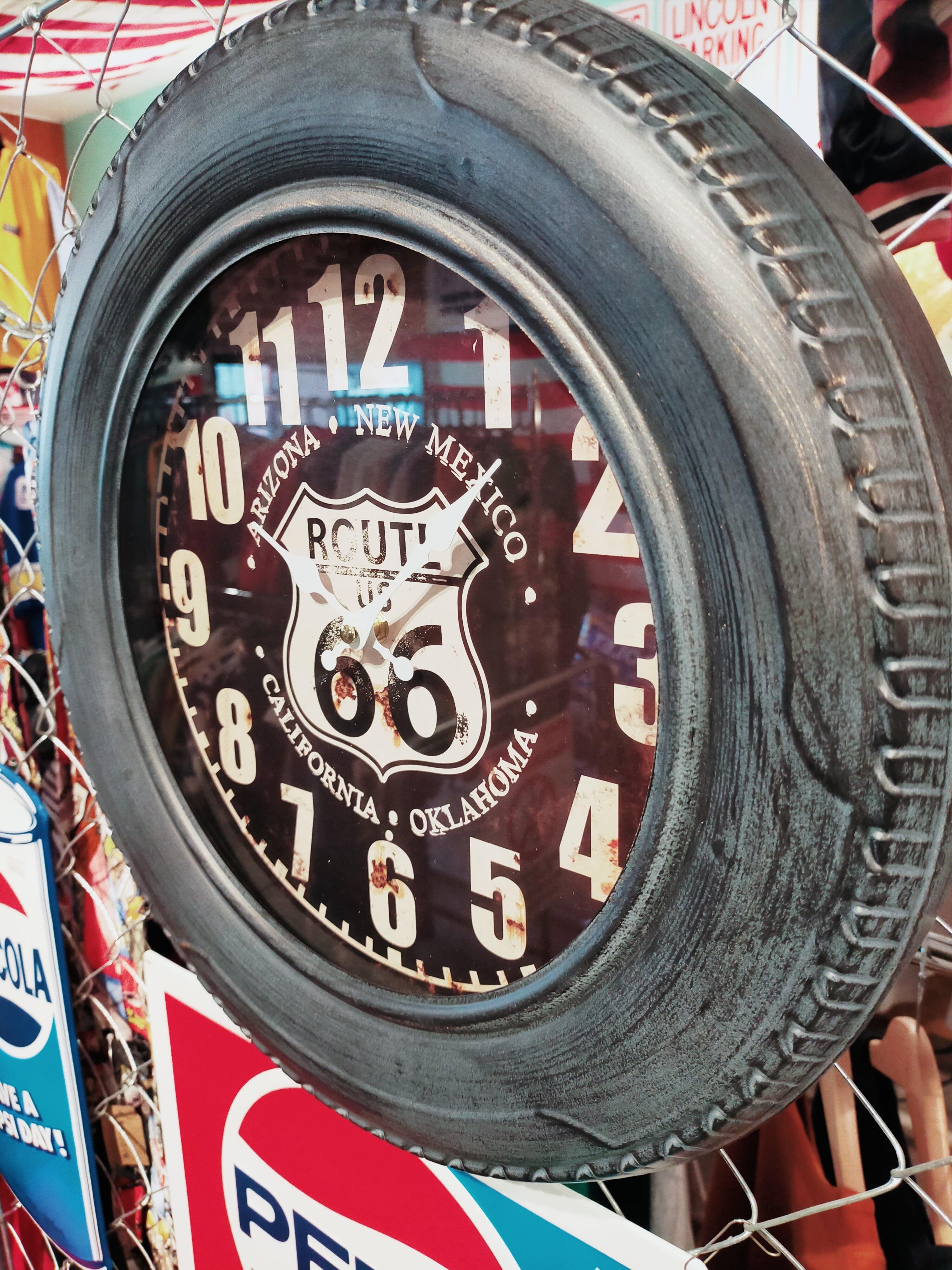 アメリカンガレージ タイヤクロック◇ROUTE66/ルート66◇掛け時計