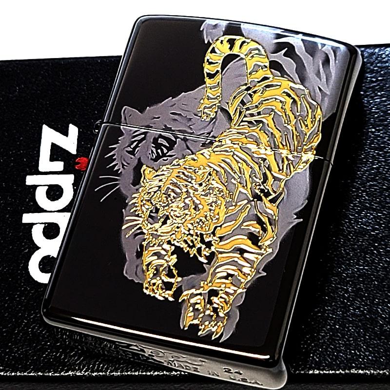ZIPPO（ジッポー） ライター 虎 細密レーザー彫刻＆金差し 和柄